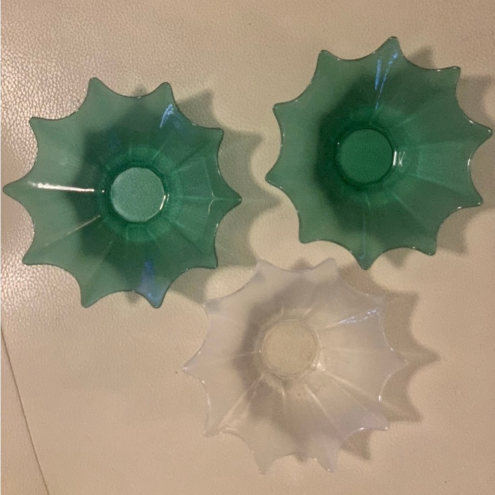 Vintage Atomic Ribbed Glass Bowls (3)
